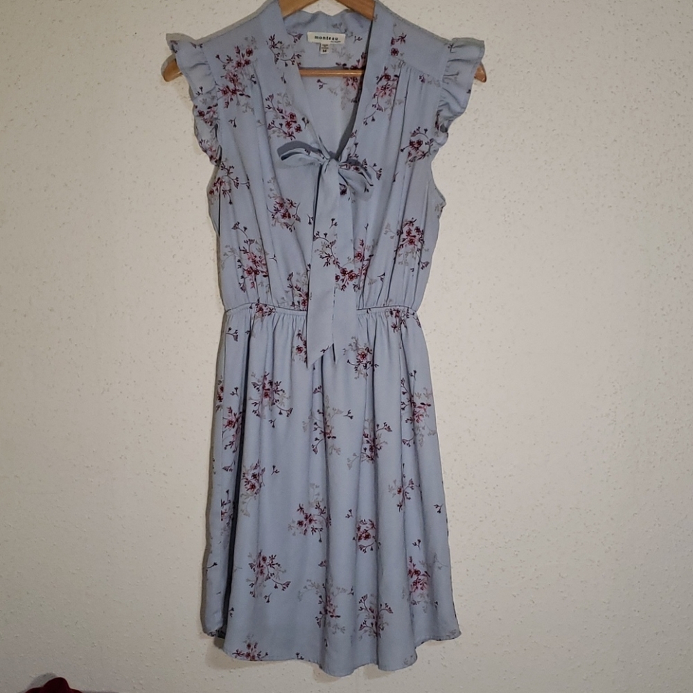 Light blue floral mini dress